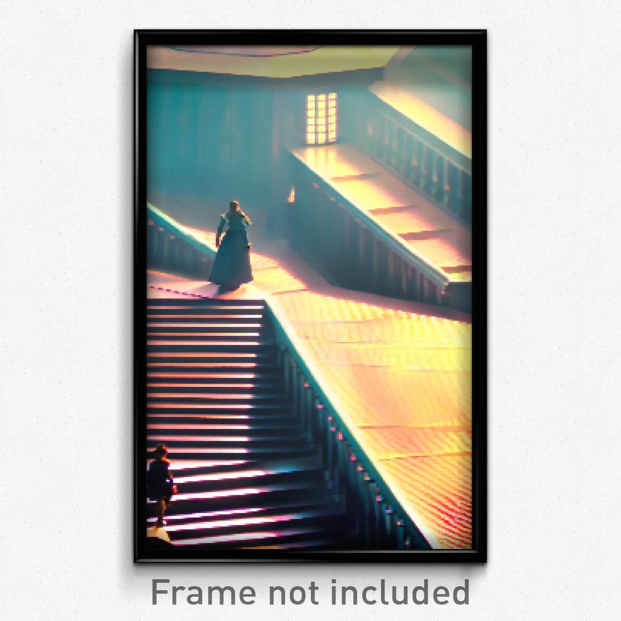 8 Bit Psychedelic Pixel Art Poster - Nifty Heights Trippy Video Game Print