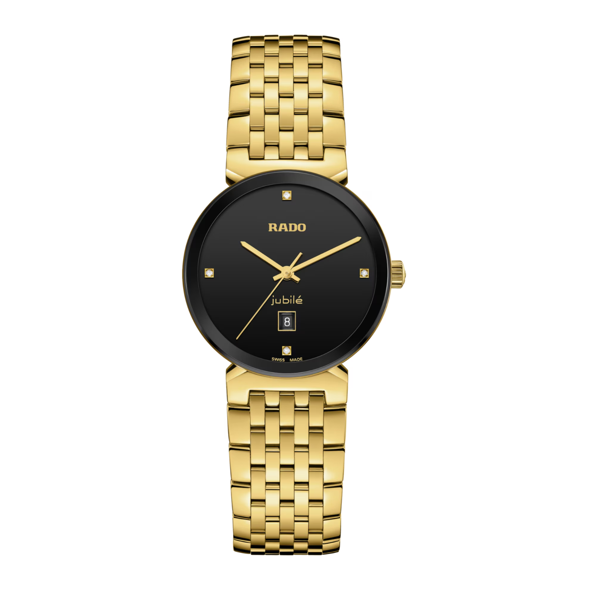 Rado Florence Quartz Black Dial Gold Tone Stainless Steel Ladies