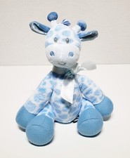 First  Main Jingles Blue Bow Giraffe Plush Rattle Baby Lovey Stuffed Toy 9" EUC