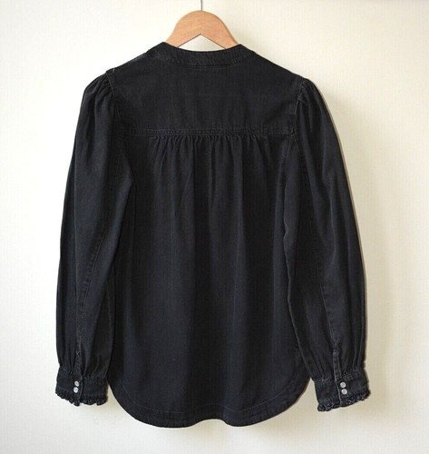 Camisa/Blusa Ex TU Negra Demin Gran Tamaño Cuello Pajarita Manga Globo Talla 10-16 - Imagen 11 de 11