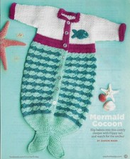 MERMAID COCOON BABY 0-6 MONTHS CROCHET PATTERN INSTRUCTIONS