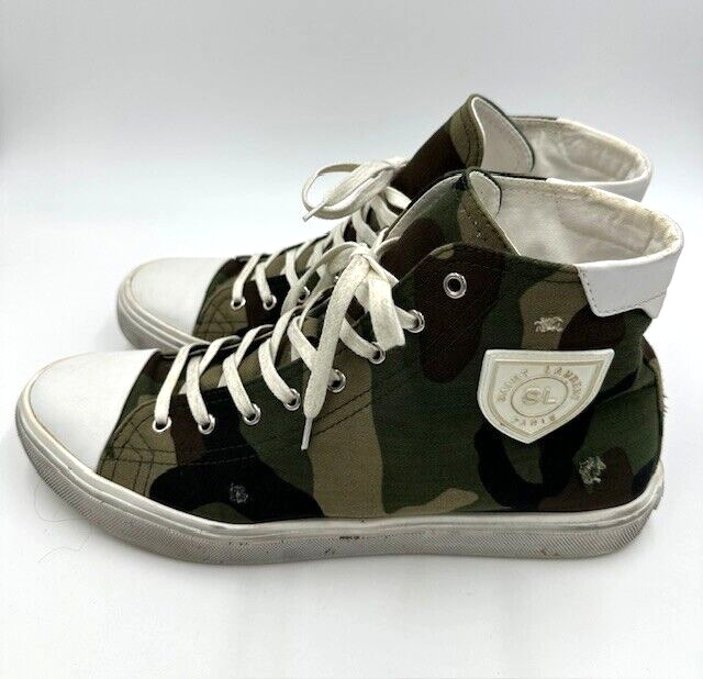 Sneakers alte mimetiche Saint Laurent effetto invecchiato taglia 10