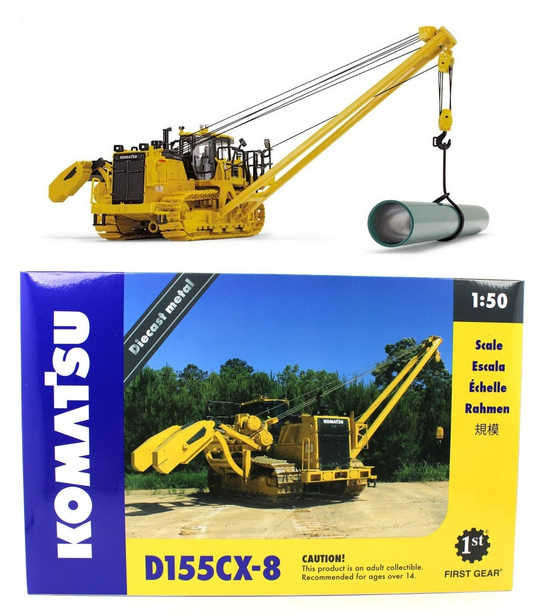 コマツ　D155CX-8 パイプレイヤー 1:50 Komatsu D155CX-8 with K170 Pipelayer