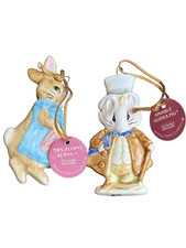 2  New Beatrix Pottery Ornaments Mrs Flopsy Bunny & Amiable Guinea pig by Shmid