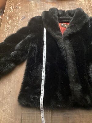 Veste Courte Vintage Fausse Fourrure Noire Pour Femme Taille L - Made In USA - Occasion Très Bon État