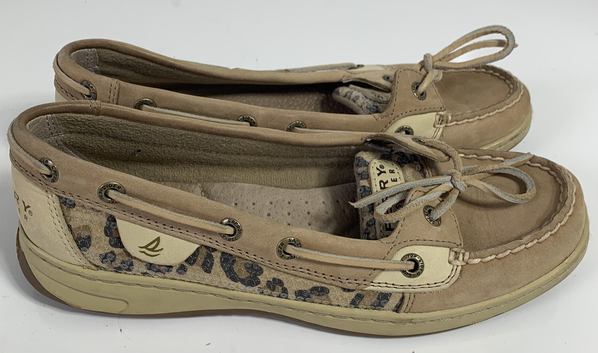 Sperry Women's Tan Cheetah Sequin Boat Shoes Women's 9102341