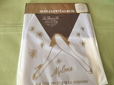 Vtg 60s NOS Live Modern Micr Seamless All Nylon Stockings for Garter Belt Sz 10