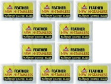 100X Feather Double Edge Razor Blades Platinum Coated Hi-Stainless Steel Jpn Ma