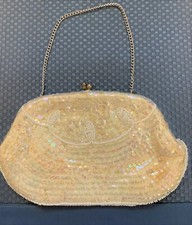 LA REGALE Vintage 1950  s Sequin  Beaded faux Pearls Special Occasion Handbag