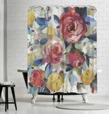 Americanflat By Pi Creative Art Red Roses Floral Shower Curtain Nwop Red Yellow