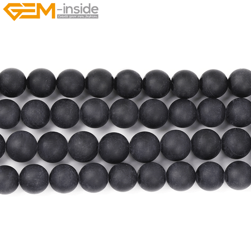 Natural Gemstone Frost Matte Black Tourmaline Loose Beads For Jewelry Making 15" - Picture 35 of 43
