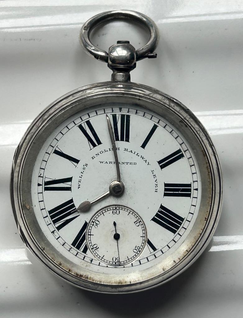 Fusee Pocket Patent Lever Pocket Watch Antique Silver Fusee Wells