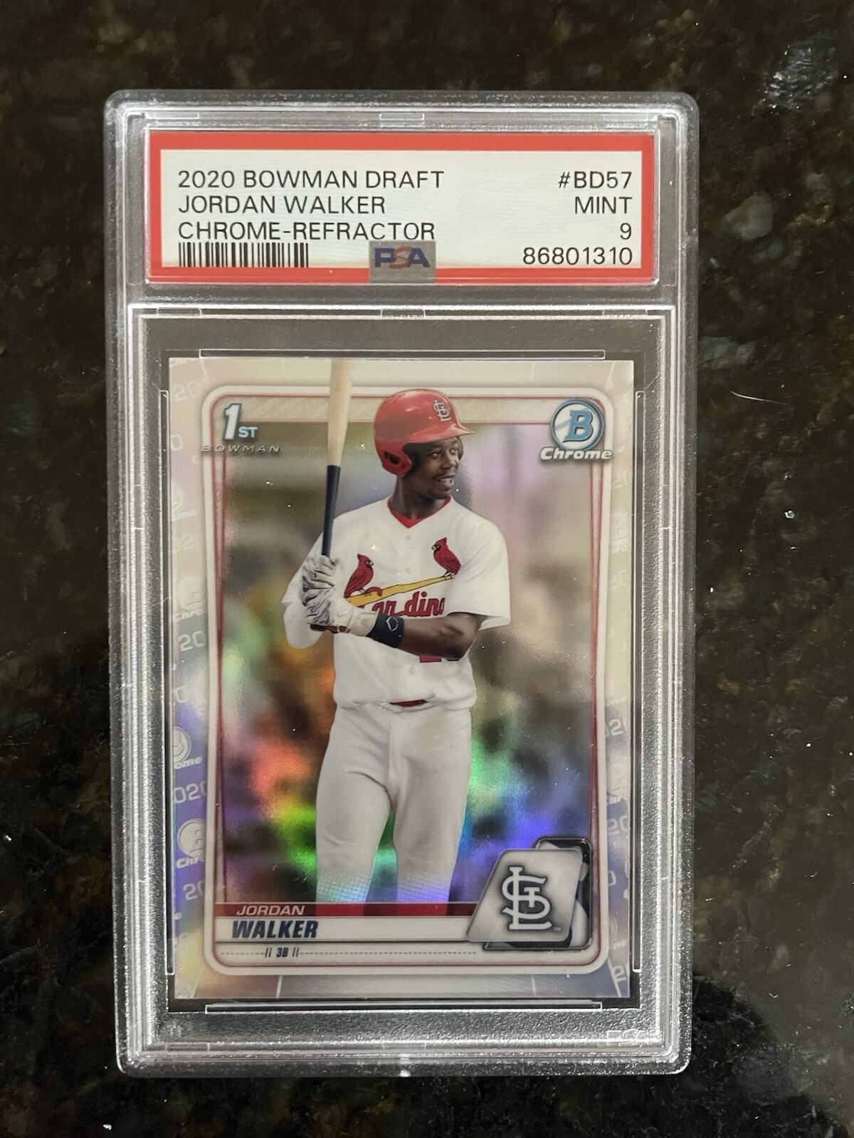2020 Bowman Draft Jordan Walker RC 1st Chrome Refractor PSA 9 #BD57 Rookie RC