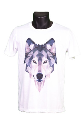 ORIGAMI WOLF PRINT T-SHIRT WOLF GRAFIK graphic ART // GR-SIZE S-M-L-XL