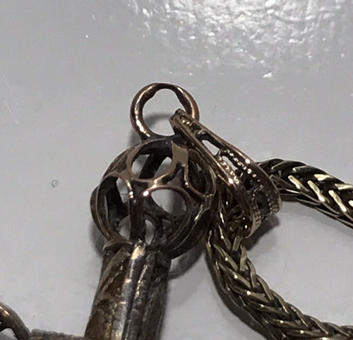 Vintage 14K Yellow Gold 1.2mm Square Foxtail Chain Necklace W/Cross Pendant - Picture 9 of 14
