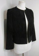 Bnwt Kate Spade Madison Avenue Daisi Jacket Black Suede Tassel Fringe Us0 Uk 8