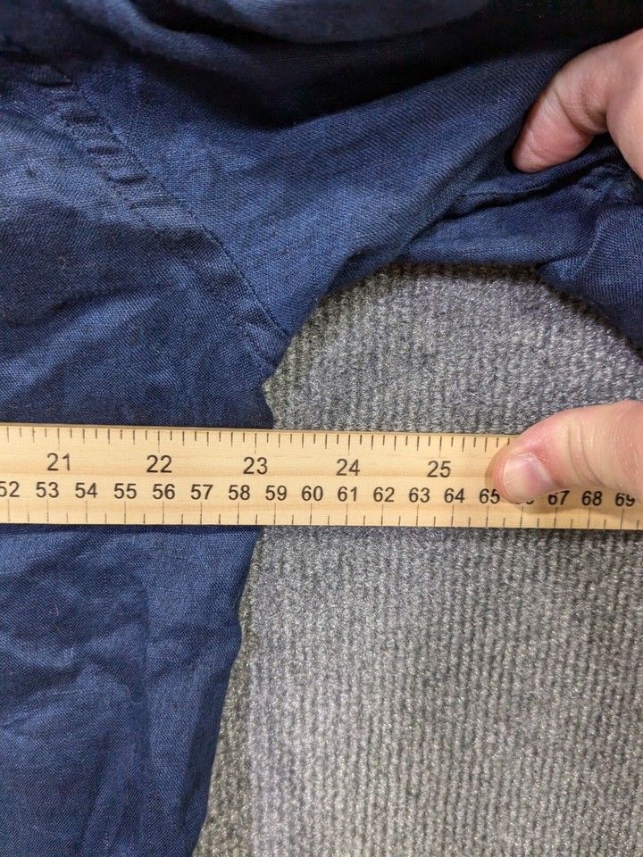 Gap Linen Shirt Womens Large Popover Roll Tab Sleeve Natural Navy