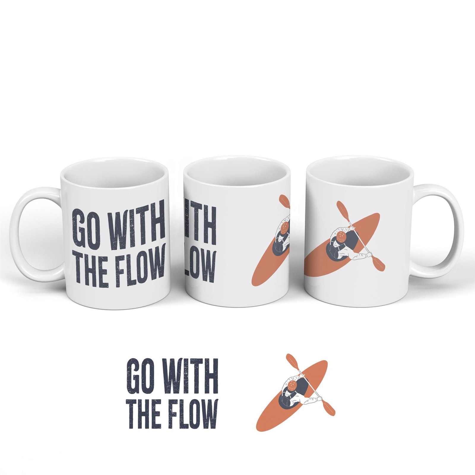 Kayaking Go With The Flow Humorous Hobby Typography Ceramic Classic Mug