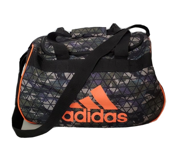 adidas Travel Training Gym Duffle Bag Camo Geometric Green Black Orange