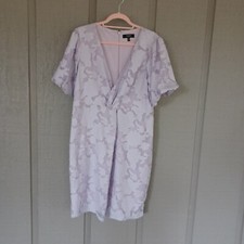 GUESS Knotted Front Dress Size 16 Color Lilac Puff Sleeve Textured Fabric Women