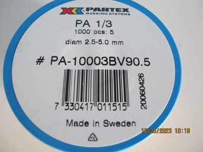 Partex Wire Marking Systems PA1/3 2.5-5.0mm wires Roll of 1000 markers Number 5