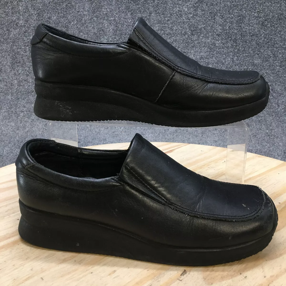 Bass Shoes Womens 8.5 M Duffy Loafer Slip On Wedge Black Leather Casual eBay