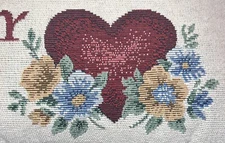 Vintage Tapestry Pillow I LOVE YOU w All My Heart 12”x 9” Decor Pillow Perfect