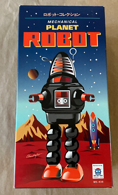 Planet Robot Black Tin Wind-Up 8.5  Schylling MS-430 - Not Working?