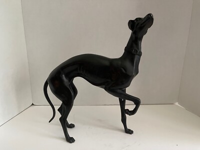 Vintage Hand Cast Bronze Italian Greyhound Dog Art Animal Sculpture Mid Century