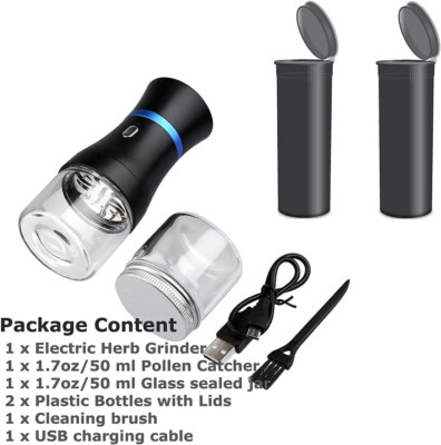 Electric Herb Grinder COMPACT for Flower Buds, Usb-Rechargeable, 2Pcs 1.7Oz G...