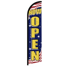 Now Open Windless Advertising Swooper Flag Open Welcome Sign Patriotic