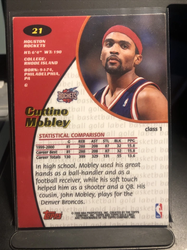 2000-01 Topps Gold Label Class 1 Rockets Basketball Card #21 Cuttino Mobley MX14 - Image 2 of 2