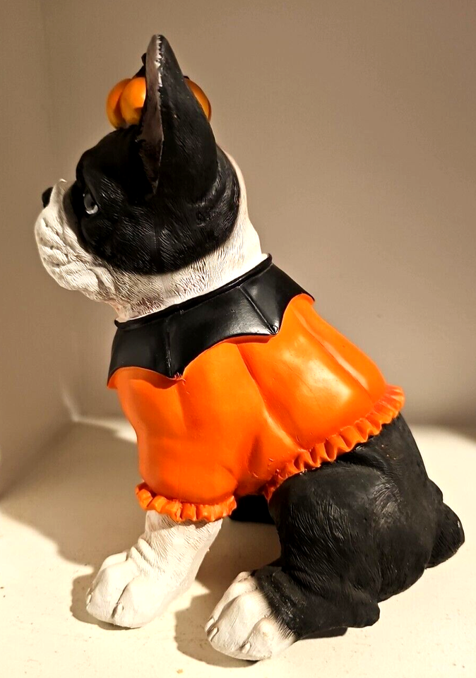 Halloween Terrier French Bulldog In Pumpkin Costume Statue Figurine eBay