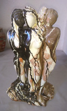 SCULPTURE ABSTRAIT STATUETTE 3 FEMMES NUES signé M CORRAZE 2009 CERAMIQUE RAKU