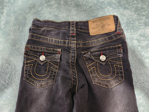 True Religion Boys Jeans Size 6 Black Tan Denim - Picture 5 of 5