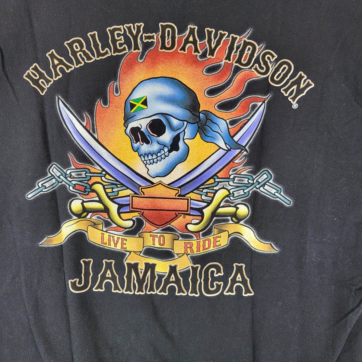 Harley-Davidson Jamaica Live To Ride Black Gold Short Sleeve T