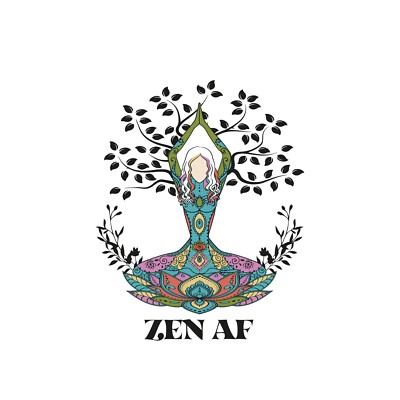 Funny Yoga Sticker Zen AF Pose Woman Tree Peace Love Calm (4 Inch)