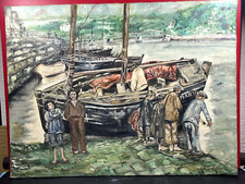 ancienne marine, huile sur toile, M. Guillet ! Audierne autour des Agres