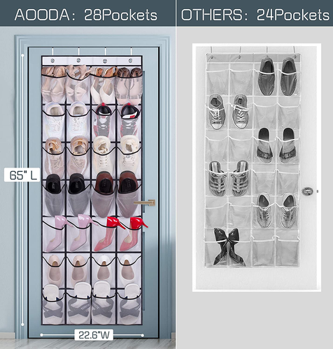 28 Large Mesh Pockets over the Door Shoe Rack, Hanging Shoe Organizer for Closet - Picture 3 of 12