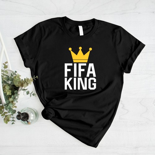"FIFA KING" Printing T Shirt Gaming football Unisex Gamer, Sports Tee Gift Idea - Picture 3 of 4