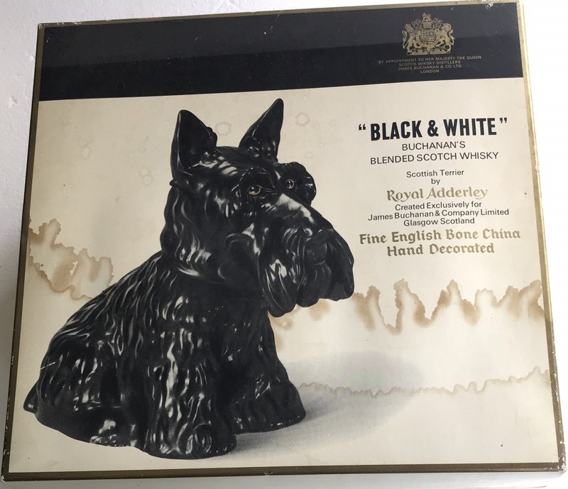 Vintage Black & White Scotch Whisky Bottle Scottish Terrier Figurine