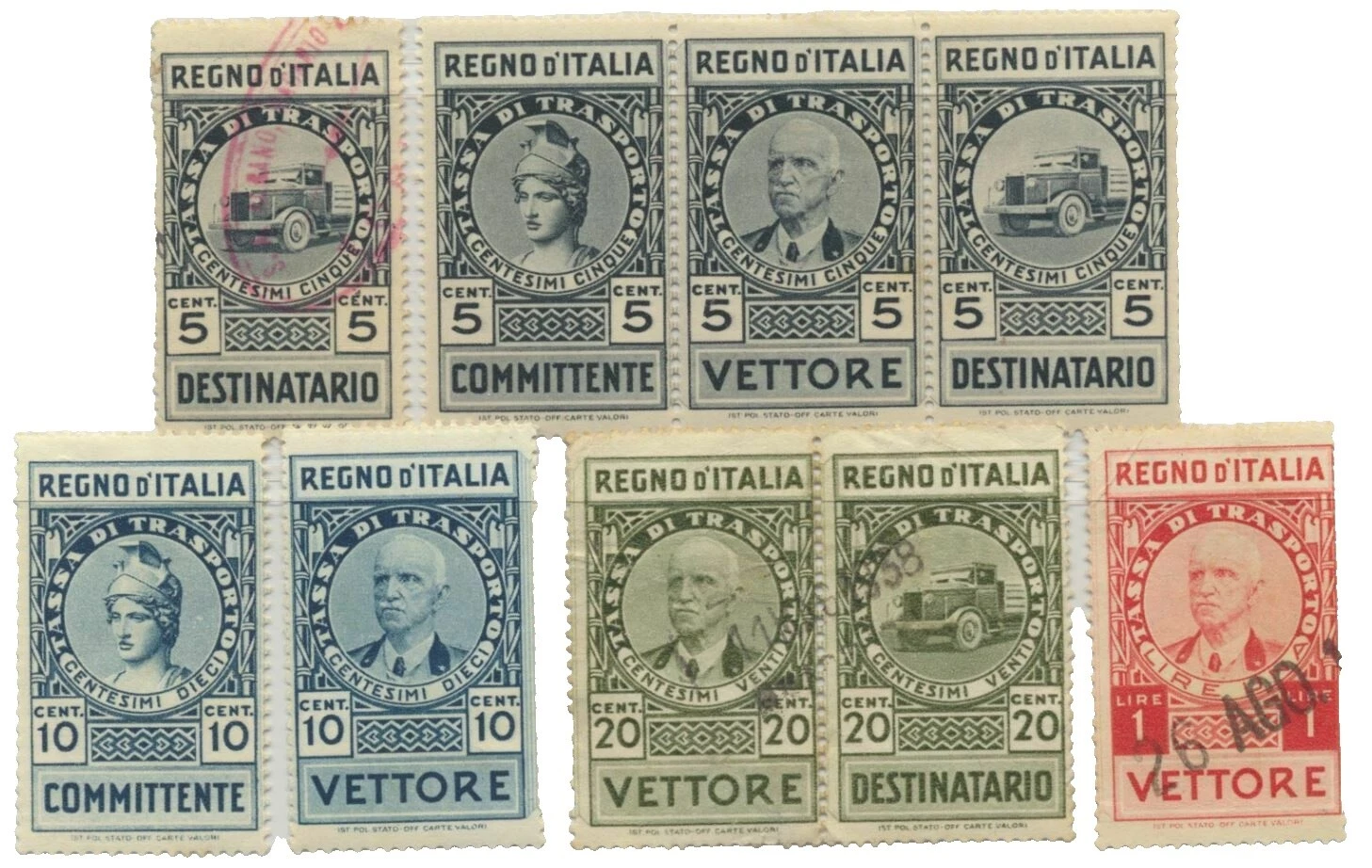 Mint Hinged Fiscal, Revenue Italian Stamps