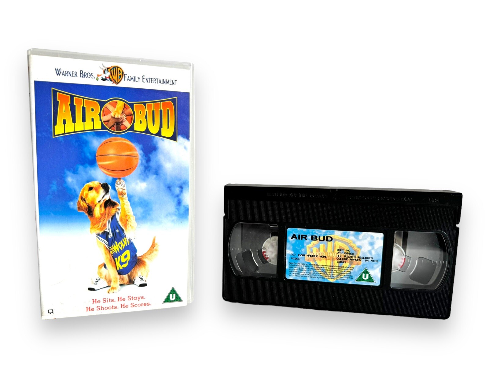 Air Bud VHS Tape Warner Bros 1999 Family Movie Buddy Basketball Dog Kevin Zegers