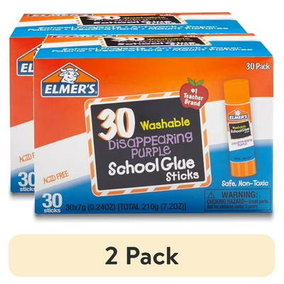 Elmer's Disappearing Purple School Glue Sticks, Washable,7 Gram,30 Count(2 pack)