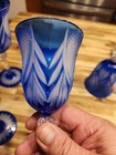 GORGEOUS Bohemian Vintage 3 Cobalt Blue Crystal Clear Cut Wine Glasses  — photo 7