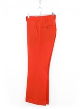 Vintage 60s 70s Mod Orange Bell Bottom Disco Pants Mens 33x31 Flare Cuffed