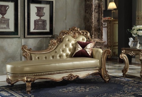 Chaiselongue Linksseitig Sofa Knopfheftung Chesterfield Klassisch Gold-image