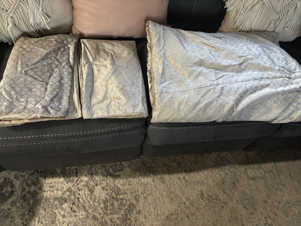 Juego de funda nórdica y farsa West Elm Silver Velvet Luster metálico Ogee Queen Foto 3 de 3