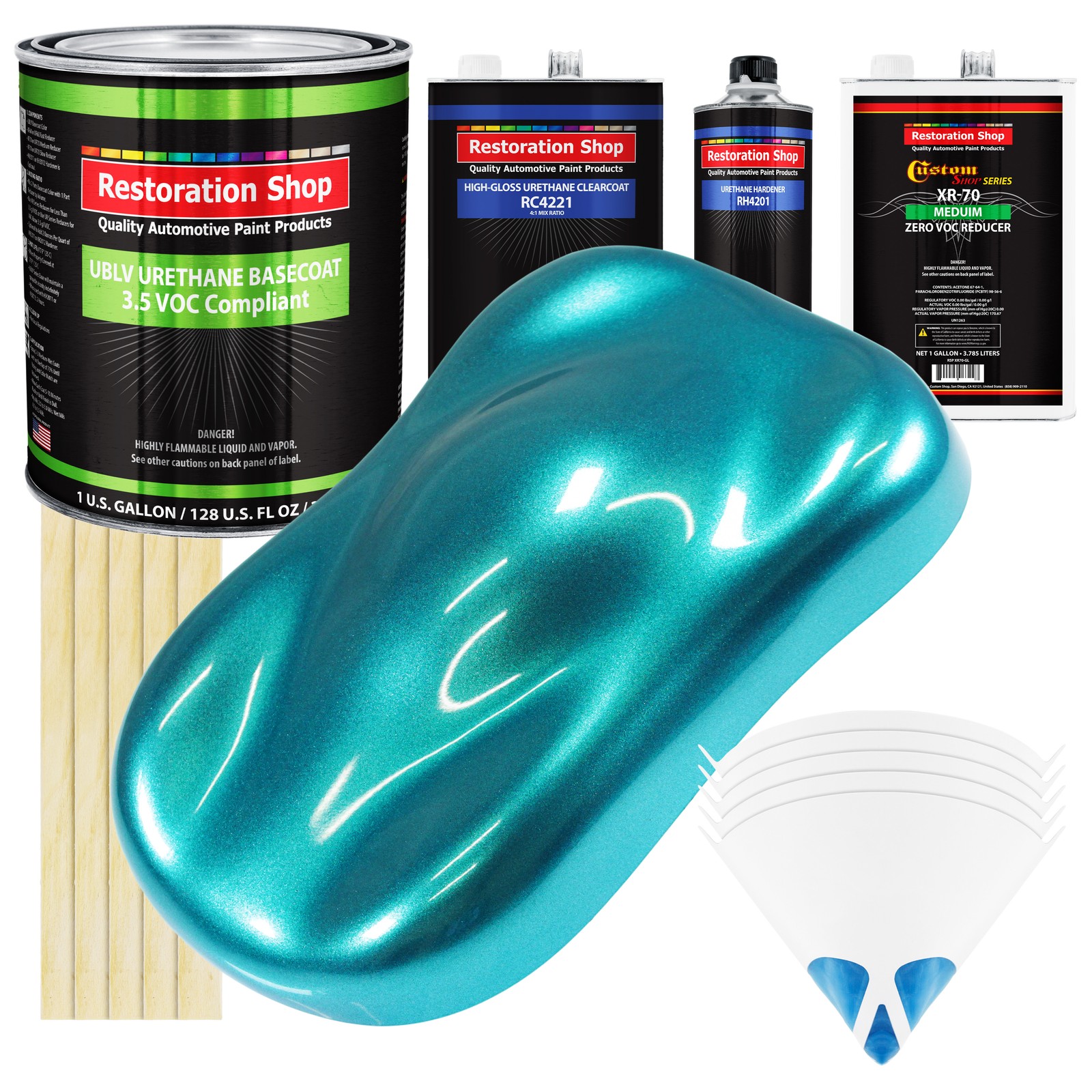 Aquamarine Firemist Low VOC Urethane Basecoat Gallon Auto Paint Kit