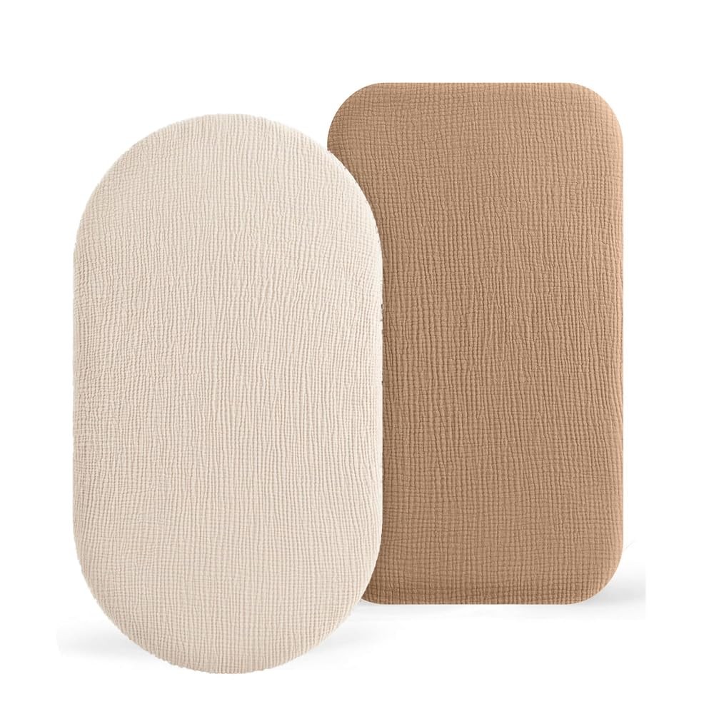 Lot de 2 draps housses 81,3x43,2 cm pour couffin et landau de bébé en coton blanc